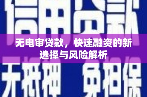 文圣无电审贷款，快速融资的新选择与风险解析