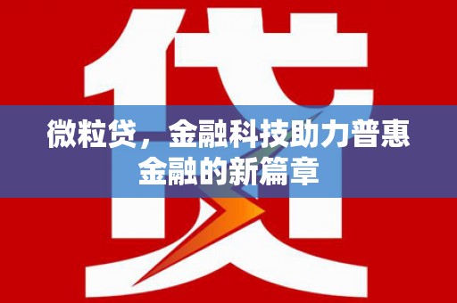 文圣微粒贷，金融科技助力普惠金融的新篇章